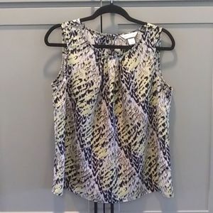 Christopher & Banks | Sleeveless Blouse Print Gray Black Yellow Shell  | M